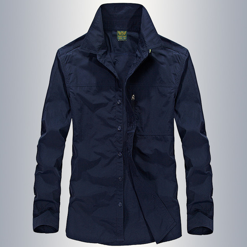 65101 Spring and summer men's outdoor mountaineering long-sleeved loose quick-drying shirt thin breathable quick-drying shirt large size