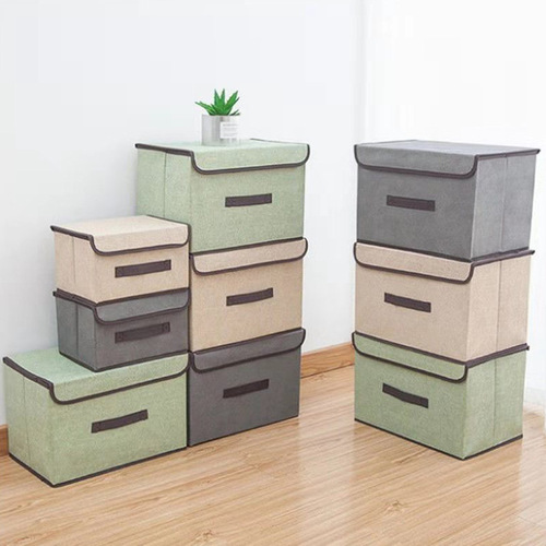Simple non-woven folding storage box with lid, household fabric storage box, storage box, children's toy organizing box