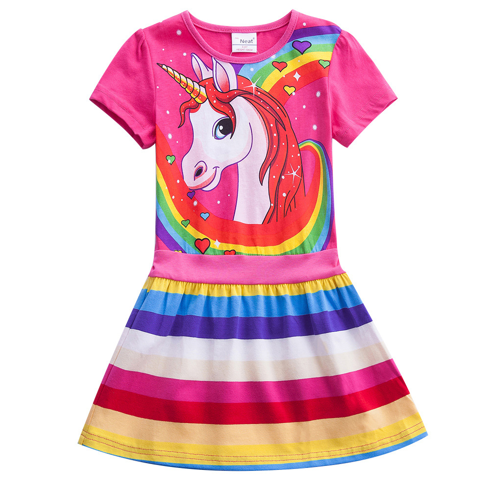 summer rainbow short sleeve dress