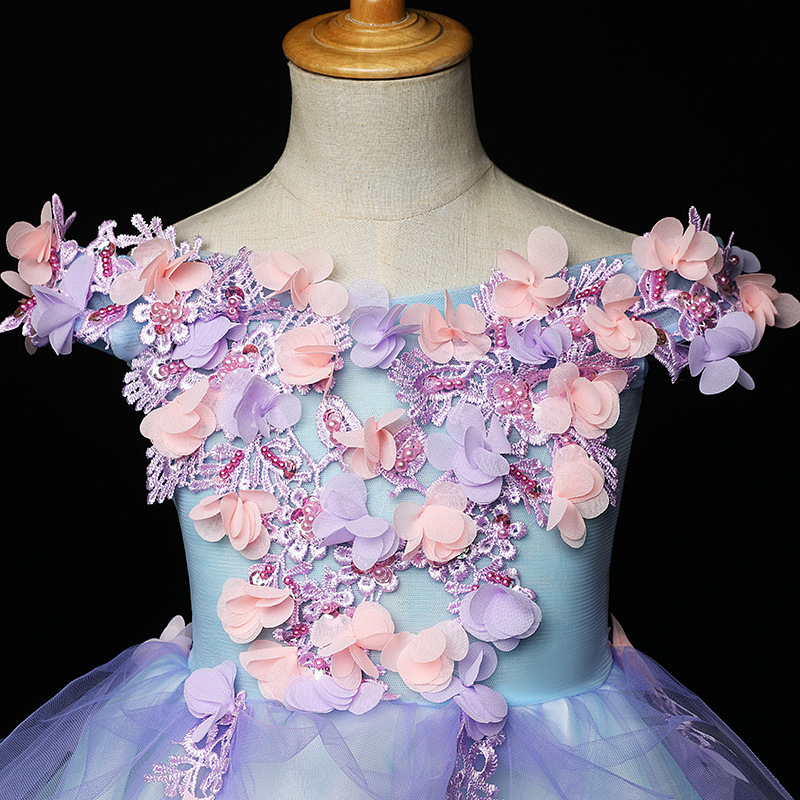 Flower Girl dress Princess dress line shoulder Flower Girl piano dress Girl host children dress_voghion.com