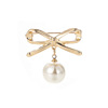 Brooch from pearl with bow, clothing, protective underware, pin lapel pin, Korean style, simple and elegant design, clips included