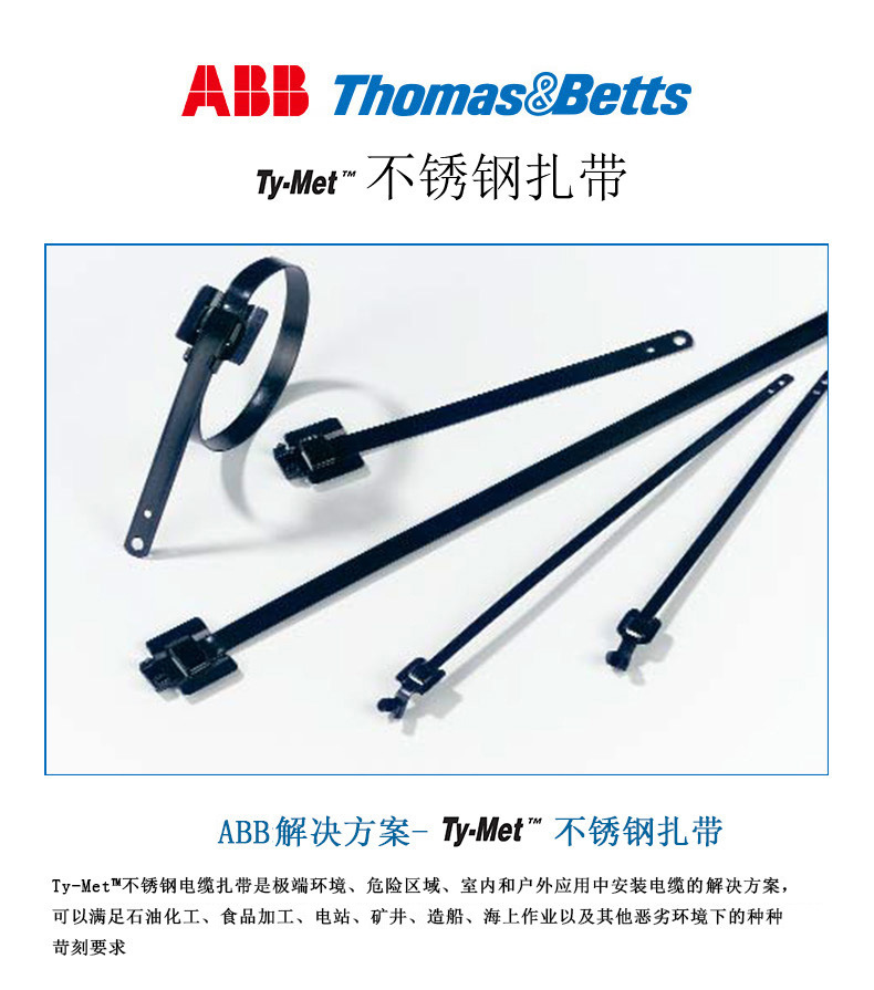 ThomasBettsYLS-4.6-100BCTy-Met球锁316不锈钢扎带船舶黑色扎带详情1