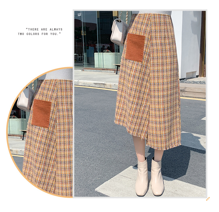 Spring and Autumn Plaid Skirt  NSJR17266