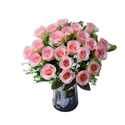 Factory direct sales of 24 rose bouquets, plant simulation flowers, Western bud roses, artificial flowers, wedding bouquets, foreign trade