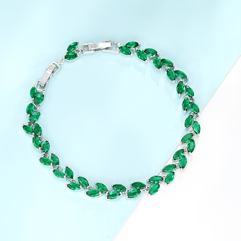 Rainbow Zircon Bracelet With Forget Me Not Floral Elements_voghion.com