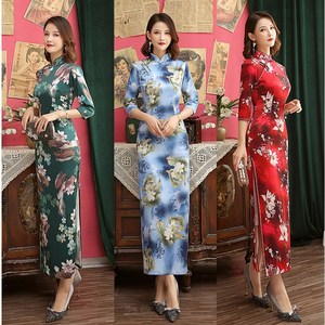 Chinese Dresses Qipao for women robe chinoise cheongsam Long cheongsam season women&apos;s elegant atmosphere party show dress