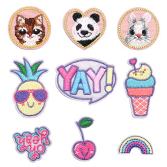 Computer embroidery patch colorful dessert fruit series cute embroidered fabric sticker for clothing decoration patch sticker can