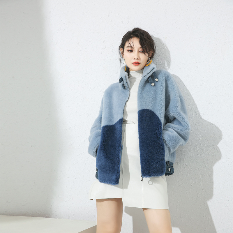 Haining winter new pattern Korean Edition Fur integrated Wool coat Lambswool leather and fur grain Sheep velvet overcoat