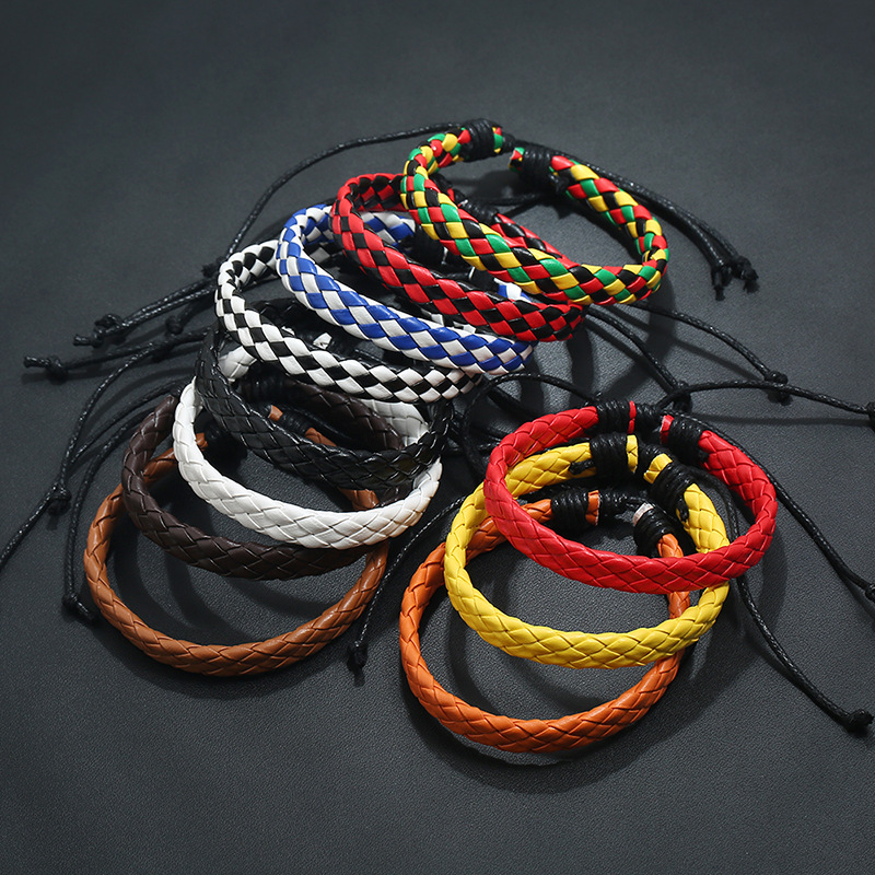Girls Leather Bracelet Multi Color Optional PU Simple Woven Anti-Leather Bracelet Bracelet wholesale