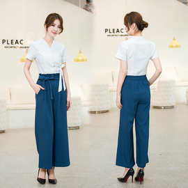 新款桑拿技师服足浴足疗美容师酒店工作服显瘦短袖夏季按摩技师服