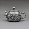 Silver bracelet, teapot, carved high-end tea set, dragon and phoenix