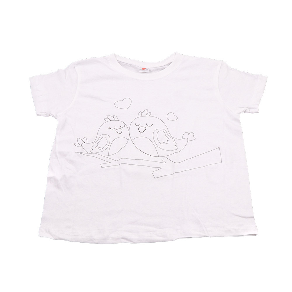 Camiseta blanca pintada a mano DIY pintura algodón en blanco engrosada camiseta