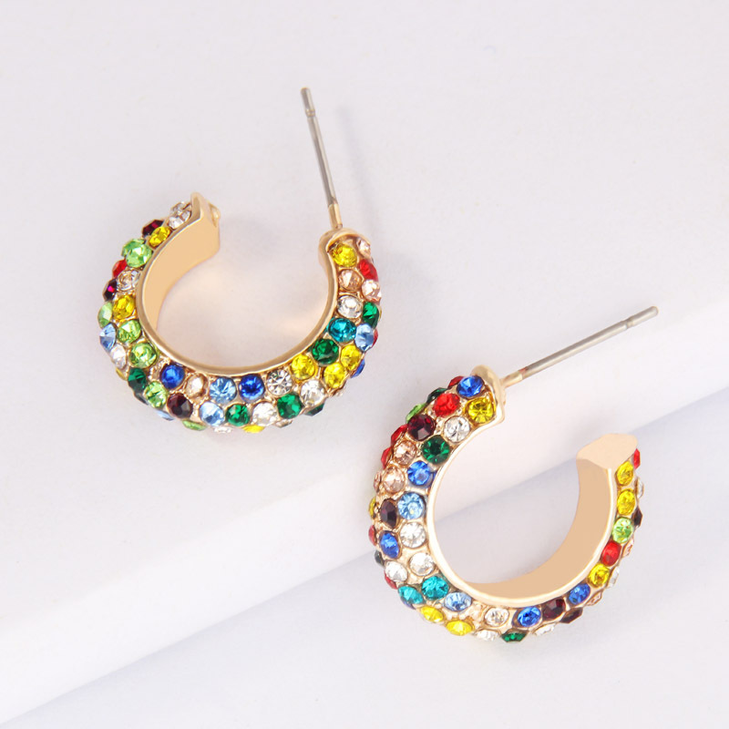 Fashion C Shape Plating Alloy Artificial Gemstones Earrings Ear Studs display picture 7