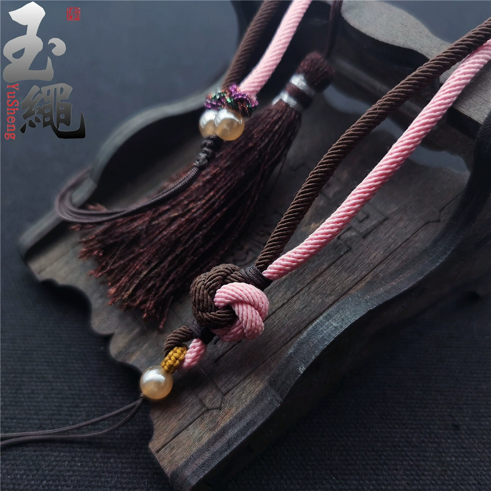Ethnic pendant handmade, woven necklace cord wax agate with tassels, ethnic style, knit yourself