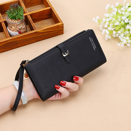 Factory direct sales new women's wallet Korean version solid color women's clutch bag large capacity women's wrist bag coin bag