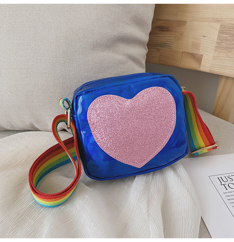 Girl'S Small Pu Leather Rainbow Heart Shape Cute Zipper Crossbody Bag display picture 3