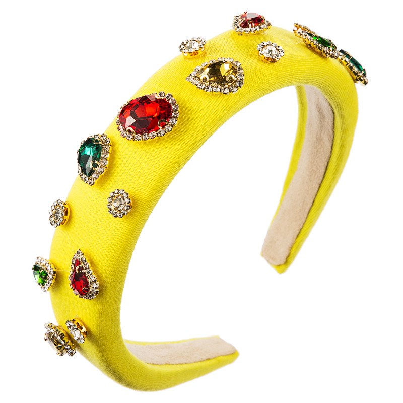 Fashion Thin Sponge Hair Hoop Female Spring New Diamond Candy Colorful Catwalk Fabric Hair Accessories display picture 7