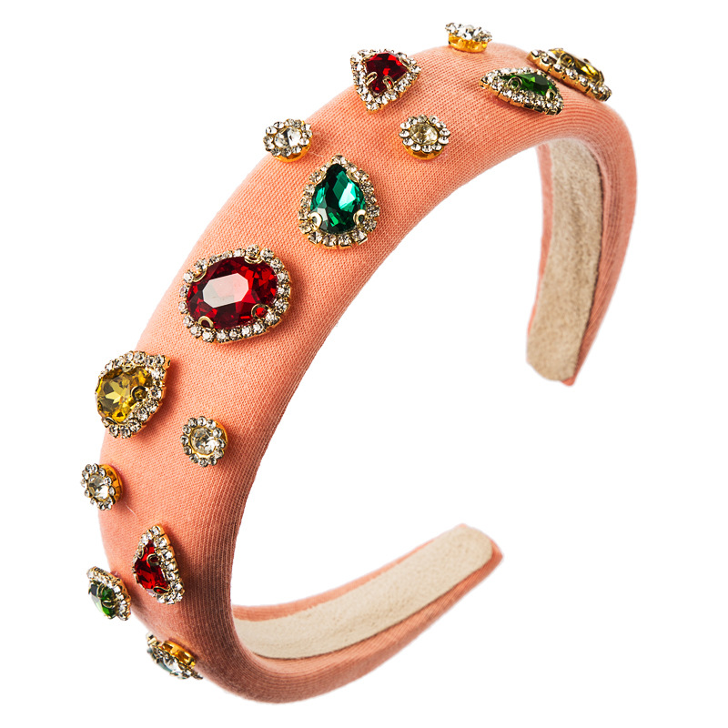 Fashion Thin Sponge Hair Hoop Female Spring New Diamond Candy Colorful Catwalk Fabric Hair Accessories display picture 14