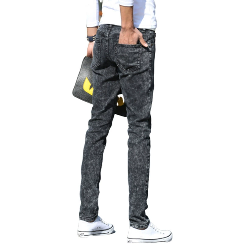 Джинсы, маленькие брюки для отдыха, корейский стиль, со снежинками, slim fit