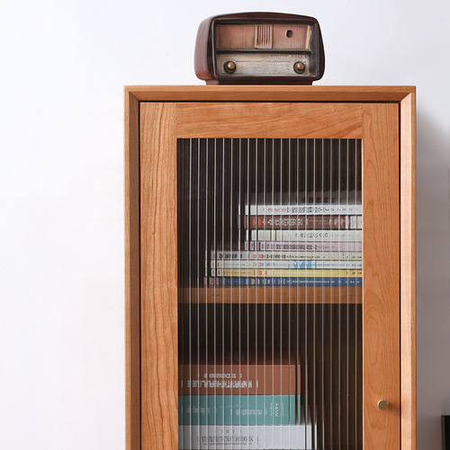 Cloudy Cherry Wood Side Cabinet, Nordic TV Stand Side Cabinet Combination, Modern Minimalist Living Room Wooden Storage Cabinet