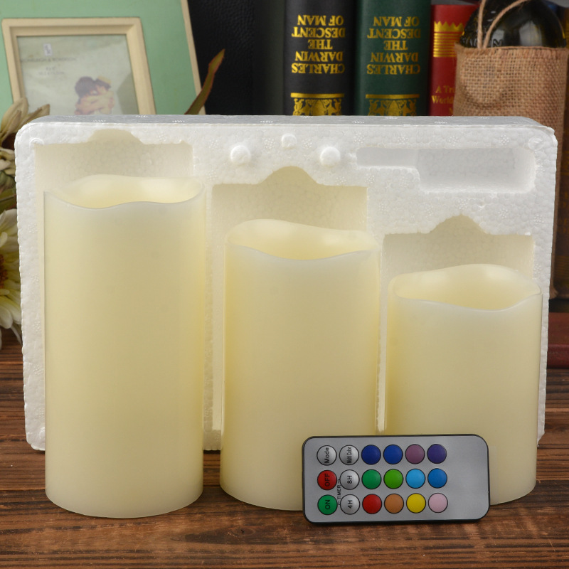 創意led18鍵石蠟電子蠟燭 婚慶婚禮氣氛布置用品波浪口遙控蠟燭燈