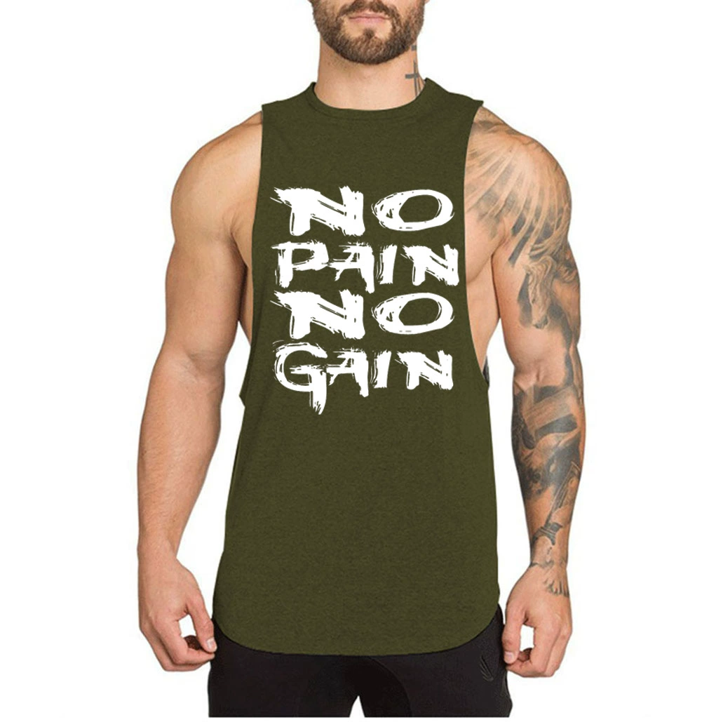 Трансграничная коммерция взрывных моделей спорта без рукавов свободный жилет фитнес бег дышащая тренировка английский LOGO жилет хлопок