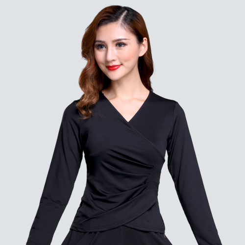 Latin dance clothing women's adult tops V-neck new dance practice clothes tops ballroom dance modern dance clothes