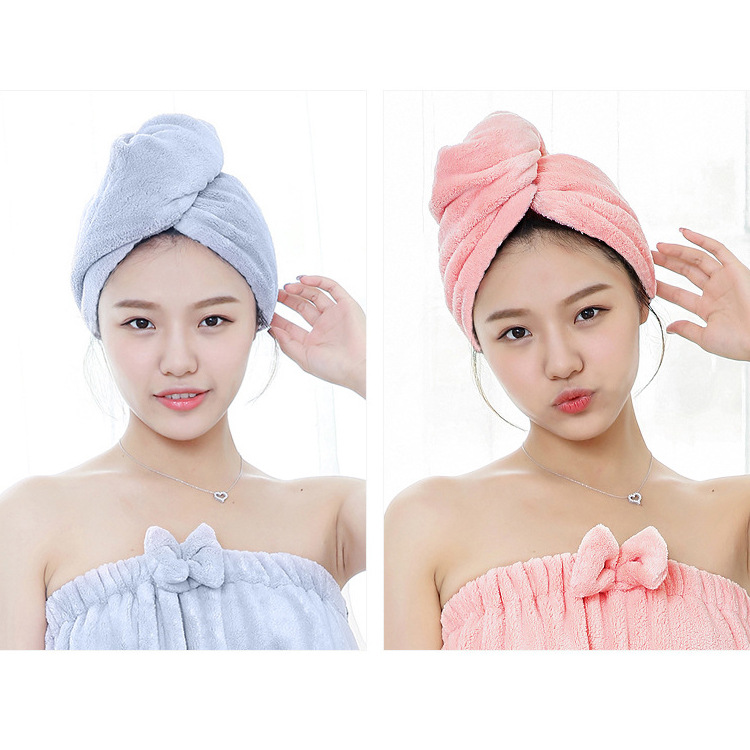 Japanese quick-drying absorbent hair turban for women, popular style, simple coral velvet hair turban, direct sales from the manufacturer