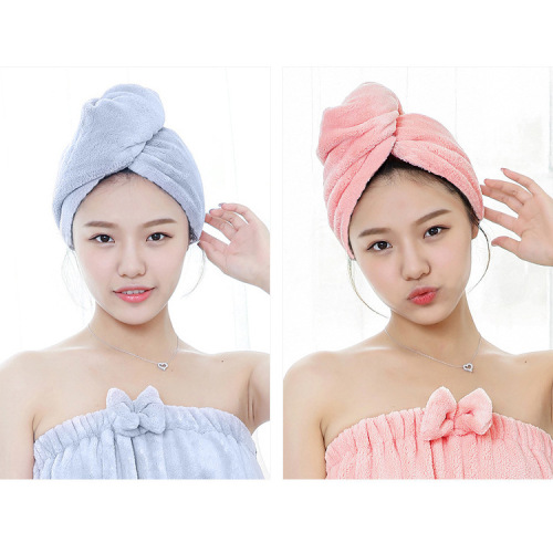 Japanese quick-drying absorbent hair turban for women, popular style, simple coral velvet hair turban, direct sales from the manufacturer