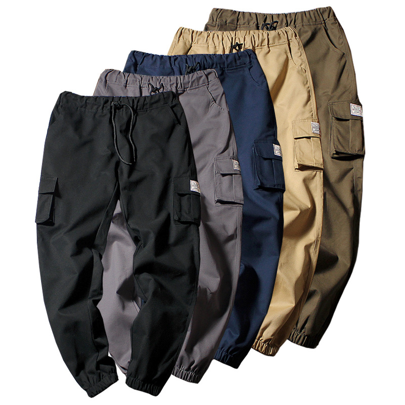 Foreign trade cotton multi bag overalls Leggings men's casual loose multi-color large multi-color pants