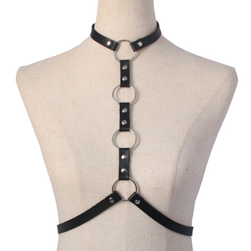 European and American punk style performance collar, corset, one-piece restraint belt, leather pole dance strap, belt, metal decorative belt