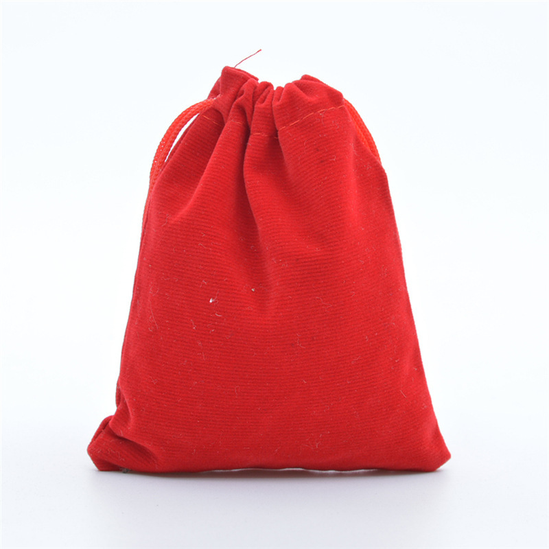 Fabricante en stock negro franela cordón bolsa cordón joyería embalaje bolsa paja auricular bolsa de franela