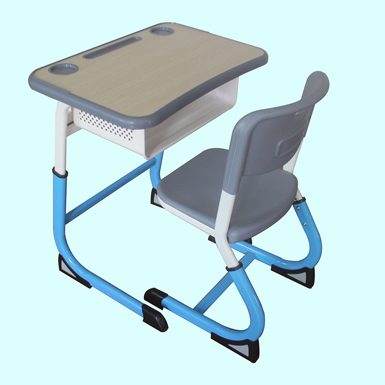 C型套管课桌带L型套管椅 TY-03中空坐靠注塑桌面