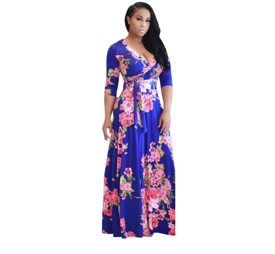 European and American Fashion Digital Printing Big Skirt Dress Lady Dress