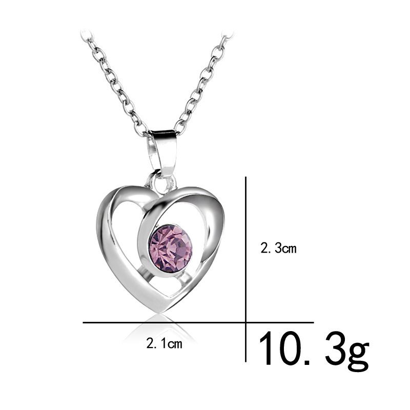 Hollow Heart Peach Heart Necklace Valentine's Day Gift Fashion Heart-shaped Diamond Pendant Necklace Accessories Wholesale Nihaojewelry display picture 1