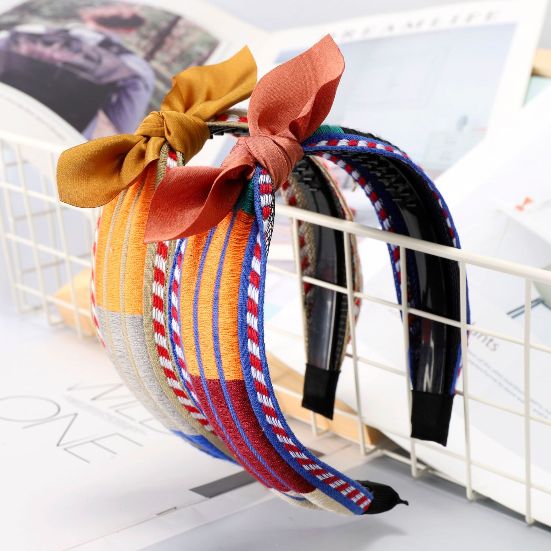 Korea Einfaches Perlengitterbogen-haarband display picture 8