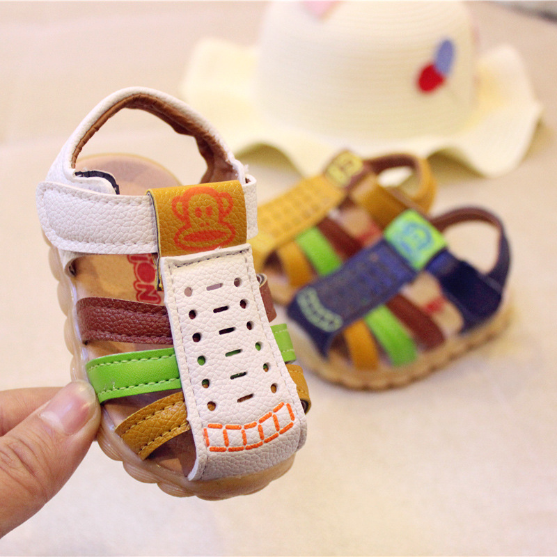 新款夏季男童嬰兒涼鞋寶寶學步鞋軟底防滑包頭涼鞋0-1-3歲潮