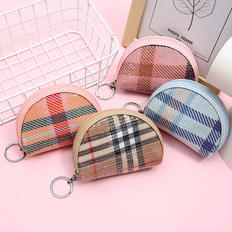 Hot-saling Fashion Ladies Clutch Sequins Plaid Shell Mini Backpack Coin Purse Wholesale display picture 4