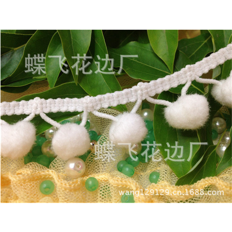 供应1cm三角小毛球花边 直脚毛球花边 现货供应