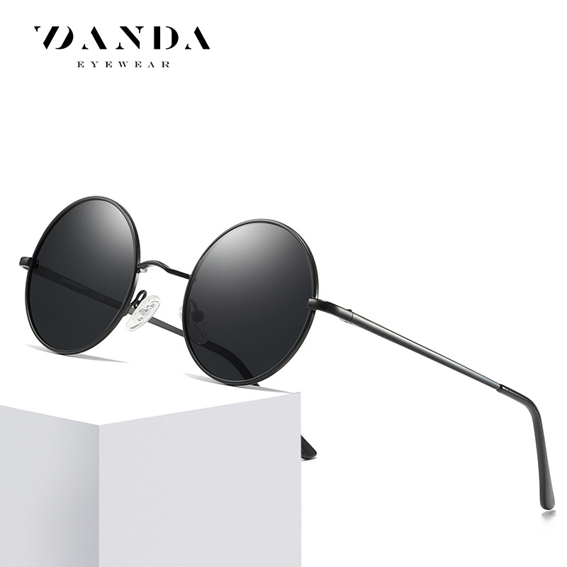 新款经典偏光镜男复古圆框墨镜女士时尚多色炫彩太阳眼镜801批发|ru