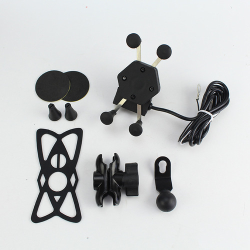 Motorcycle mobile phone holder 12V four-claw charging integrated USB takeaway navigation with waterproof switch strap