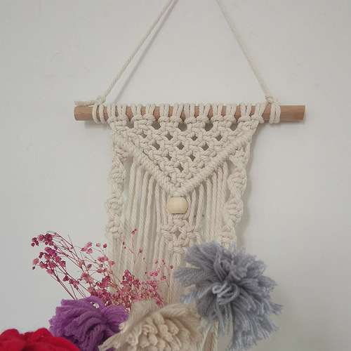 Hand-woven hanging basket, hanging pocket, bohemian tapestry, hotel living room, bedroom gardening decoration, mesh pocket, aerial pendant