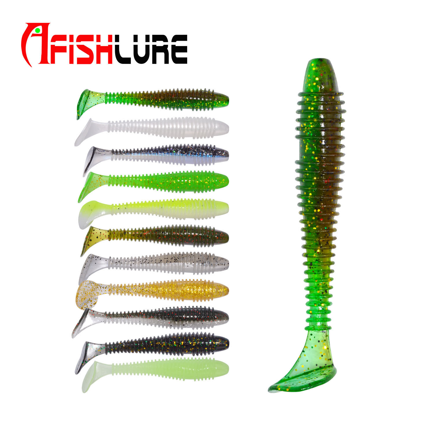 Soft Paddle Tail Fishing Lures Soft Plastic Baits Fresh Water Bass Swimbait Tackle Gear