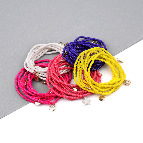Colorful Miyuki Tila Beads Multi-layer Bracelet for Women DIY Heart Moon Stars Glass Beads Handmade Jewelry