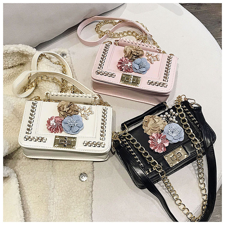 Fashion Handbag Color Flower Pearl Small Square Bag Shoulder Diagonal Bag display picture 22