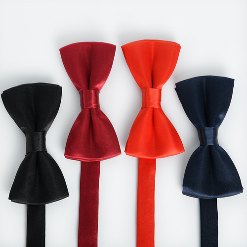 Children's bow tie bow flower plain black Amazon double-layer fabric navy blue solid glitter student baby