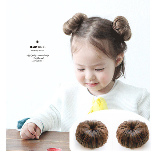 Baby wigs buns girl child bun wig pack baby hair clips pack a flower hair accessory