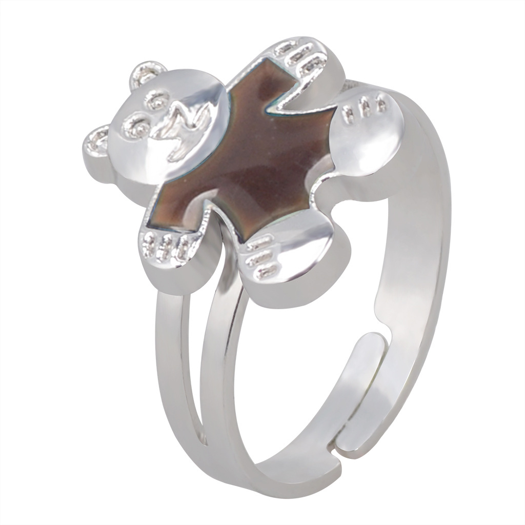 Fashion Cute Cartoon Bear Color Change Opening Ring display picture 9