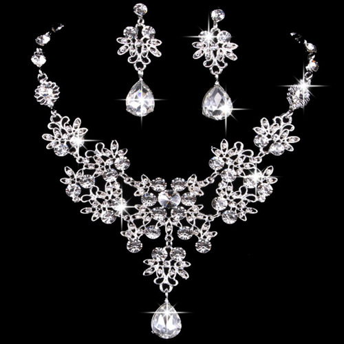 Jewelry Bridal Jewelry Butterfly Large Water Drop Necklace Earring Set Wedding Jewelry Wedding Gauze Accessories