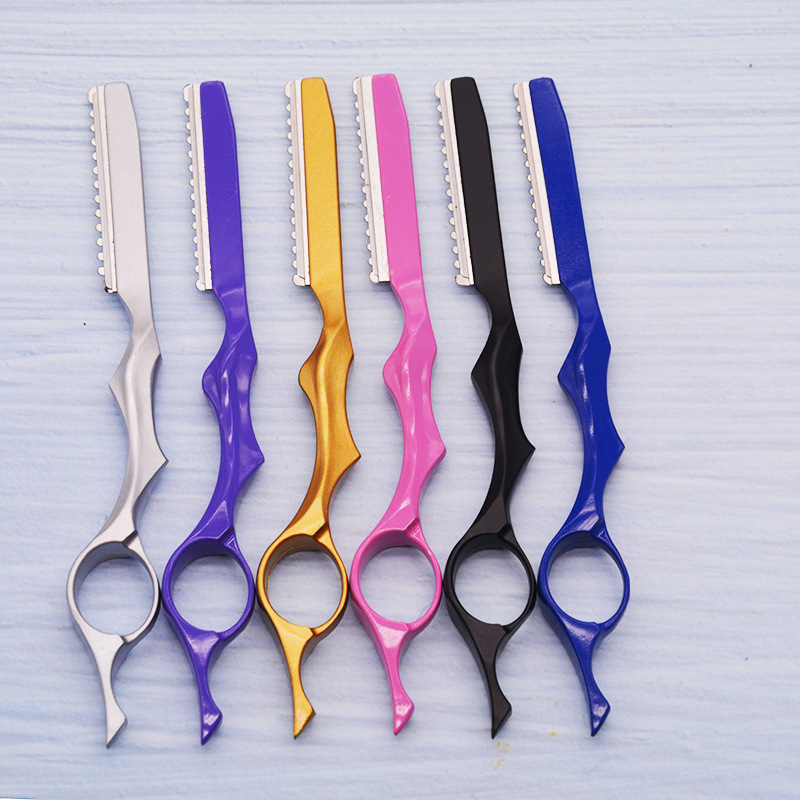 全钢制削发刀耐用刮刀手动专业理发打薄刀彩色刮胡刀剃毛刀批发|ms